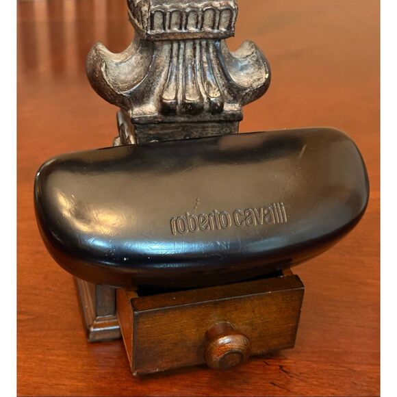 ROBERTO CAVALLI - EUC Black Leather Hard Clamshell Eyeglasses Case - Picture 5 of 6